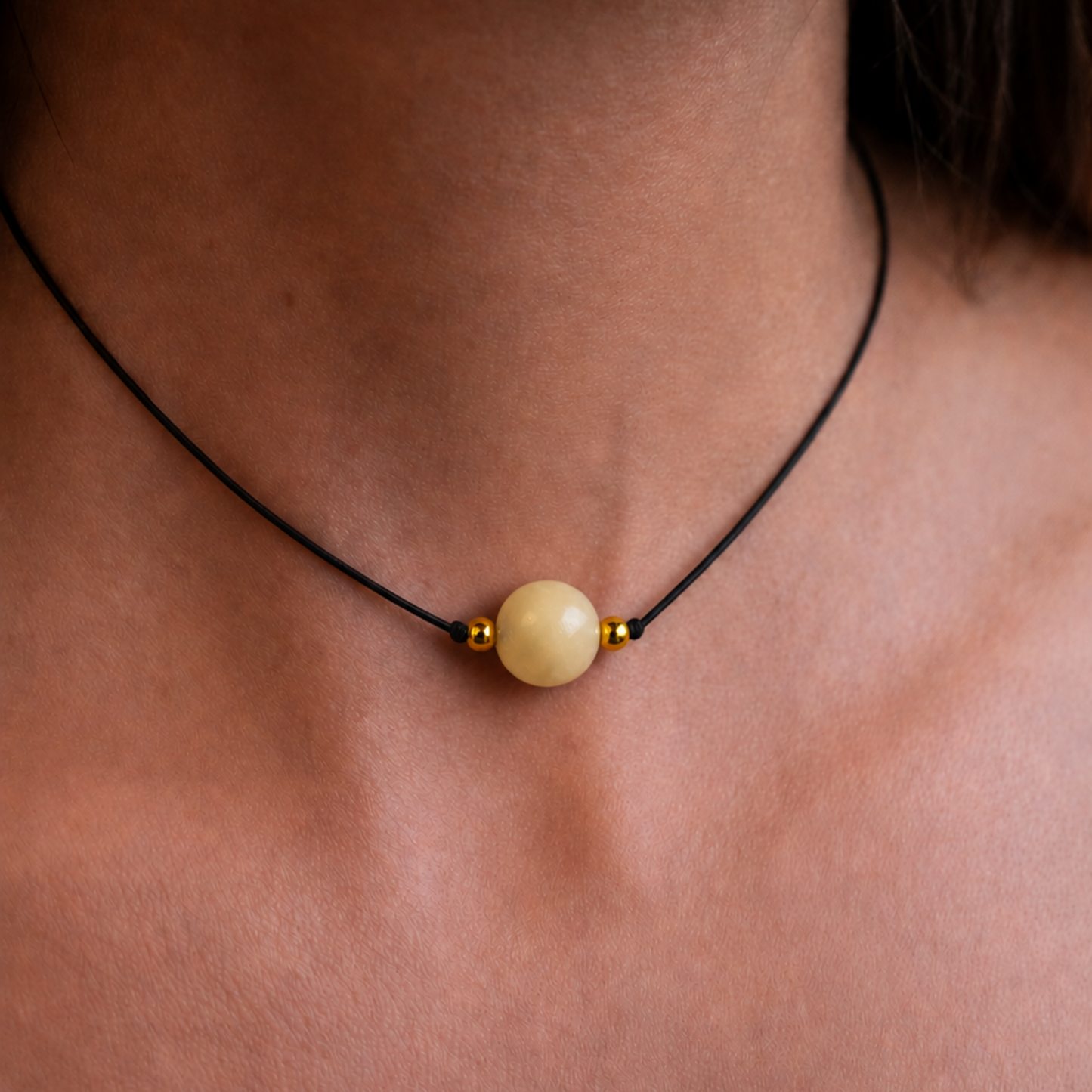 Collier Abondance Miel Jade