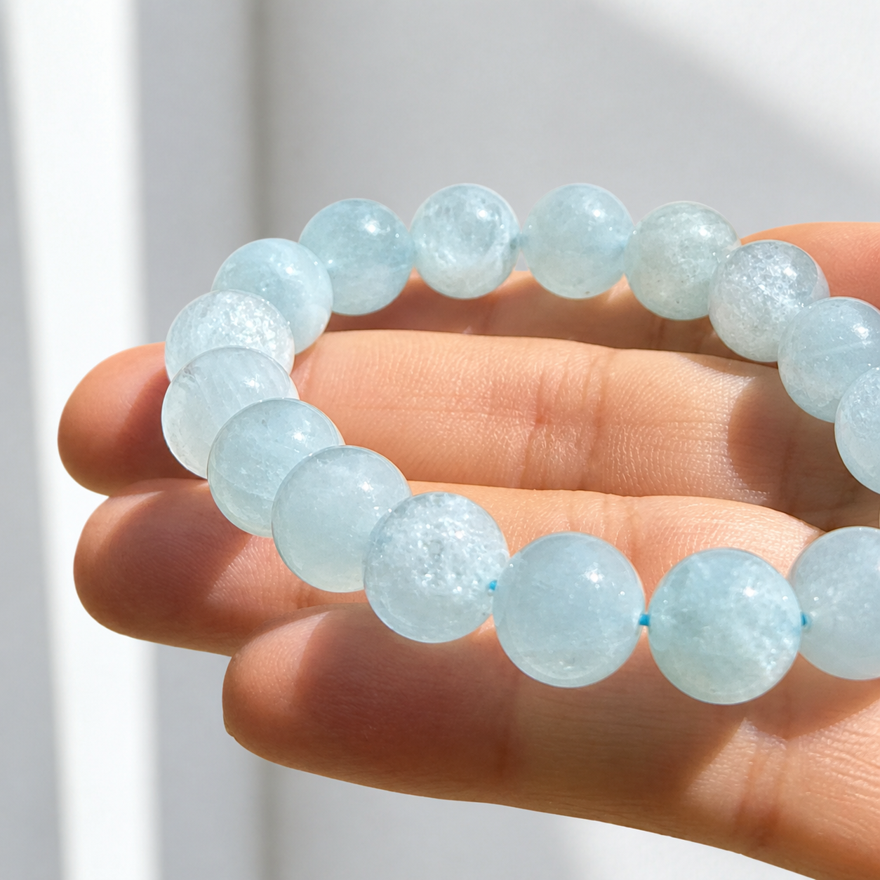 Bracelet anti-stress en aigue-marine 