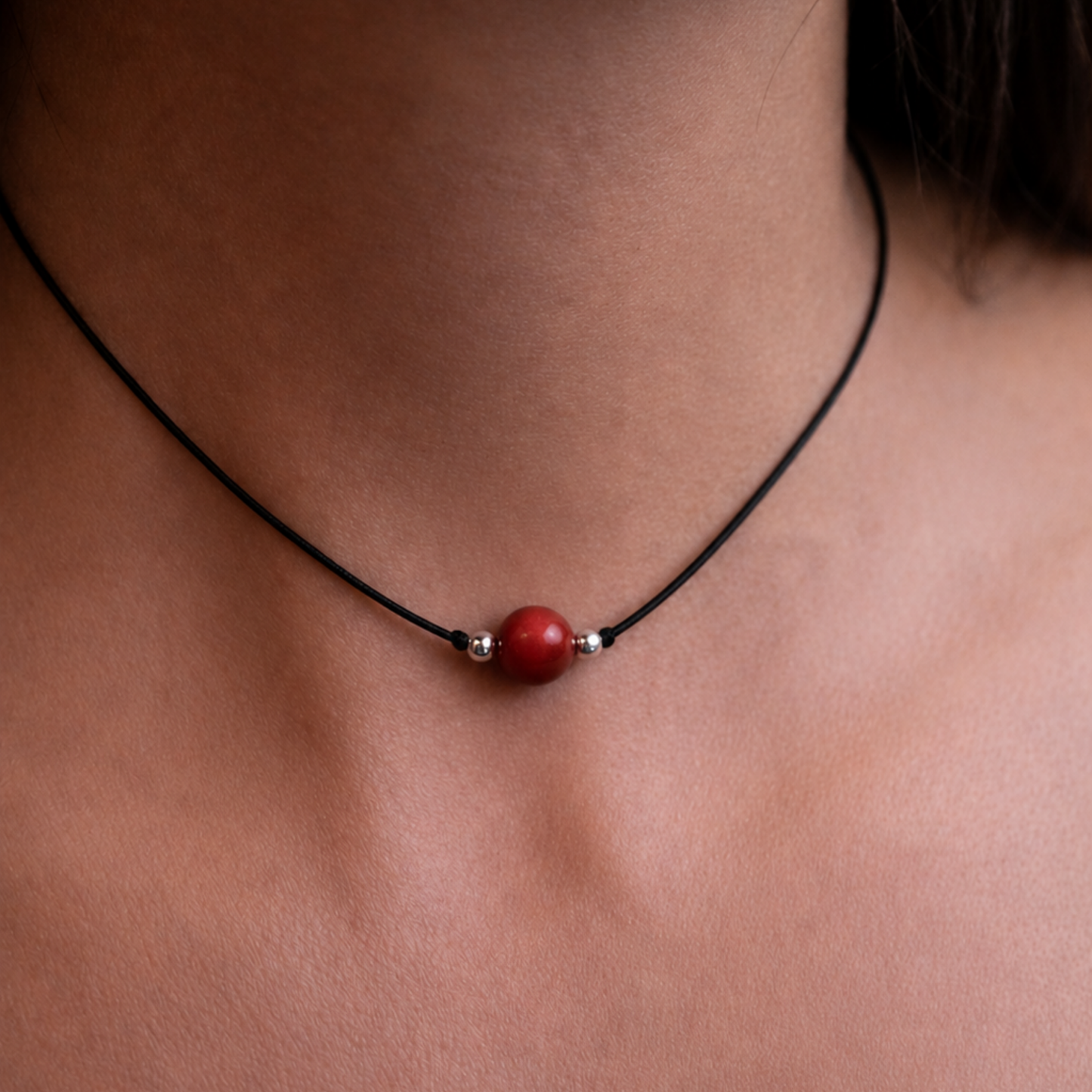 Collier de protection en jaspe rouge