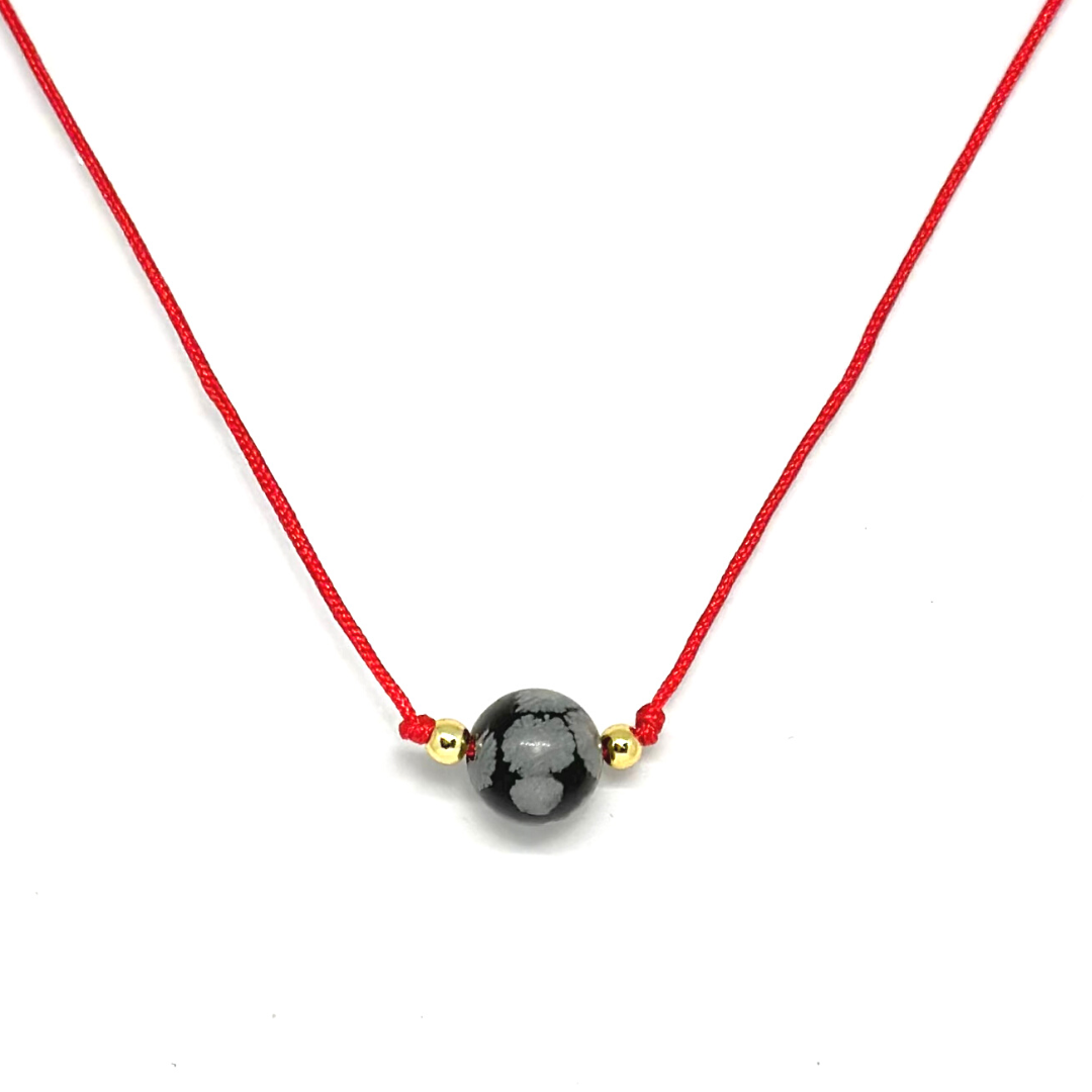 Problem Solving Snowy Obsidian Necklace