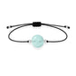Pulsera de aguamarina natural con hilo negro y balines en plata 925.