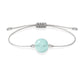 Pulsera de aguamarina natural con hilo plateado y balines en plata 925.
