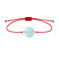 Pulsera de aguamarina natural con hilo rojo y balines en plata 925.