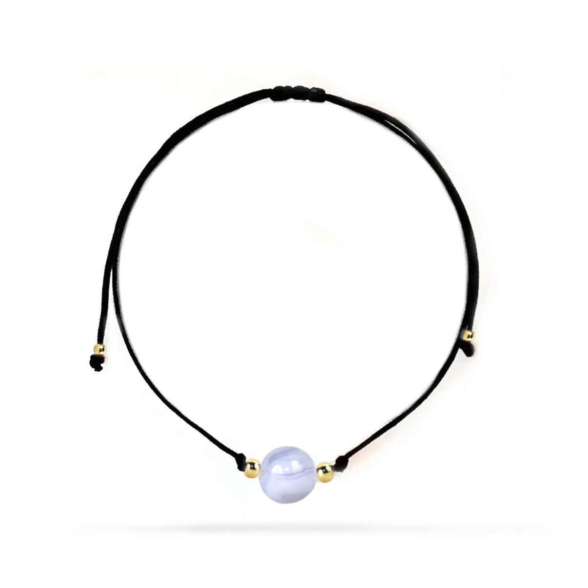 Vista superior de la pulsera de calcedonia – diseño inspirado en la naturaleza