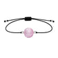 Pulsera de kunzita natural con hilo negro y balines en plata 925.