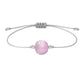 Pulsera de kunzita natural con hilo plateado y balines en plata 925.