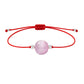 Pulsera de kunzita natural con hilo rojo y balines en plata 925.