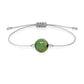 Pulsera de esmeralda natural con hilo plateado y balines en plata 925.
