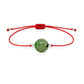 Pulsera de esmeralda natural con hilo rojo y balines en plata 925.