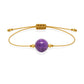 Pulsera de fosfosiderita natural con hilo dorado y balines en oro de 18 quilates.