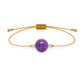 Pulsera de fosfosiderita natural con hilo dorado y balines en plata 925.