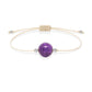 Pulsera de fosfosiderita natural con hilo color hueso y balines en plata 925.