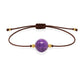 Pulsera de fosfosiderita natural con hilo marrón y balines en oro de 18 quilates.