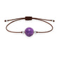 Pulsera de fosfosiderita natural con hilo marrón y balines en plata 925.