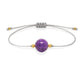 Pulsera de fosfosiderita natural con hilo plateado y balines en oro de 18 quilates.