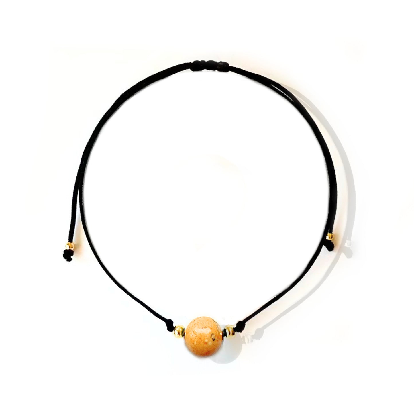 Vista superior de la pulsera de jaspe amarillo – diseño ajustable hecho a mano