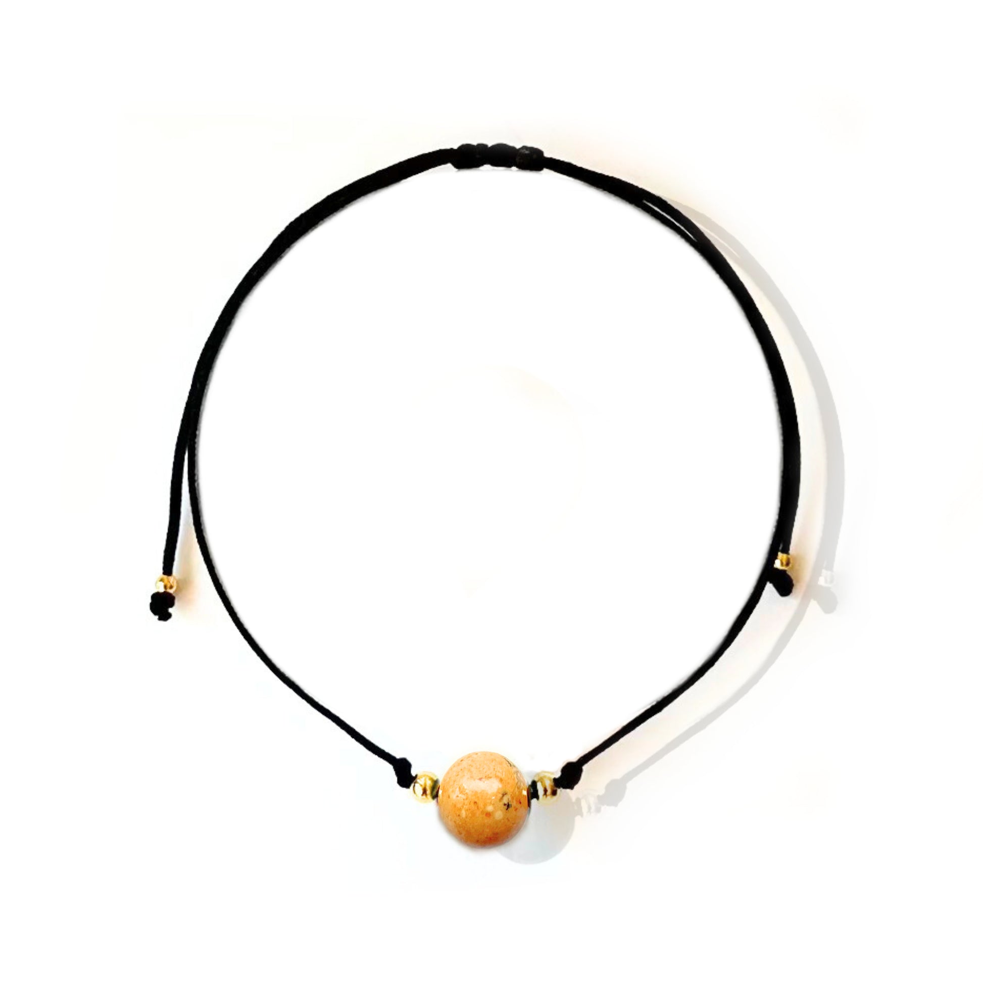 Vista superior de la pulsera de jaspe amarillo – diseño ajustable hecho a mano