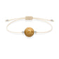 Pulsera de jaspe paisino natural con hilo color hueso y balines en plata 925.