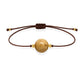Pulsera de jaspe paisino natural con hilo marrón y balines en oro de 18 quilates.