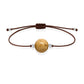 Pulsera de jaspe paisino natural con hilo marrón y balines en plata 925.
