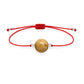 Pulsera de jaspe paisino natural con hilo rojo y balines en plata 925.