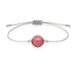Pulsera de rodonita natural con hilo plateado y balines en plata 925.