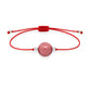 Pulsera de rodonita natural con hilo rojo y balines en plata 925.