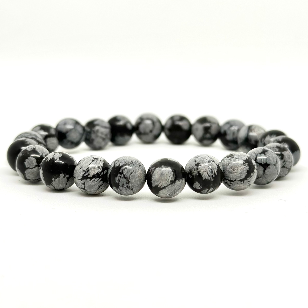 Problem Solving Snowy Obsidian Bracelet