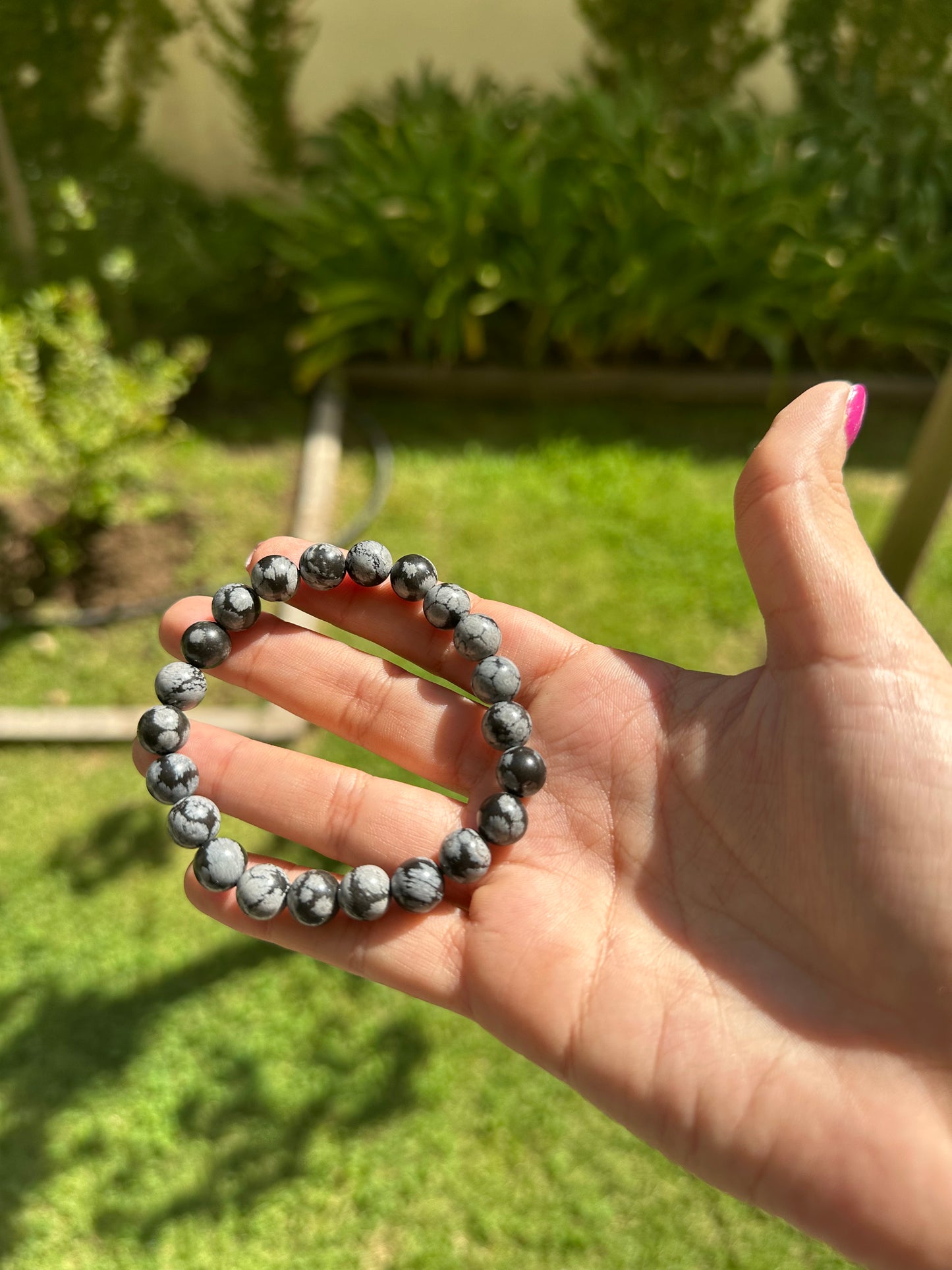 Problem Solving Snowy Obsidian Bracelet