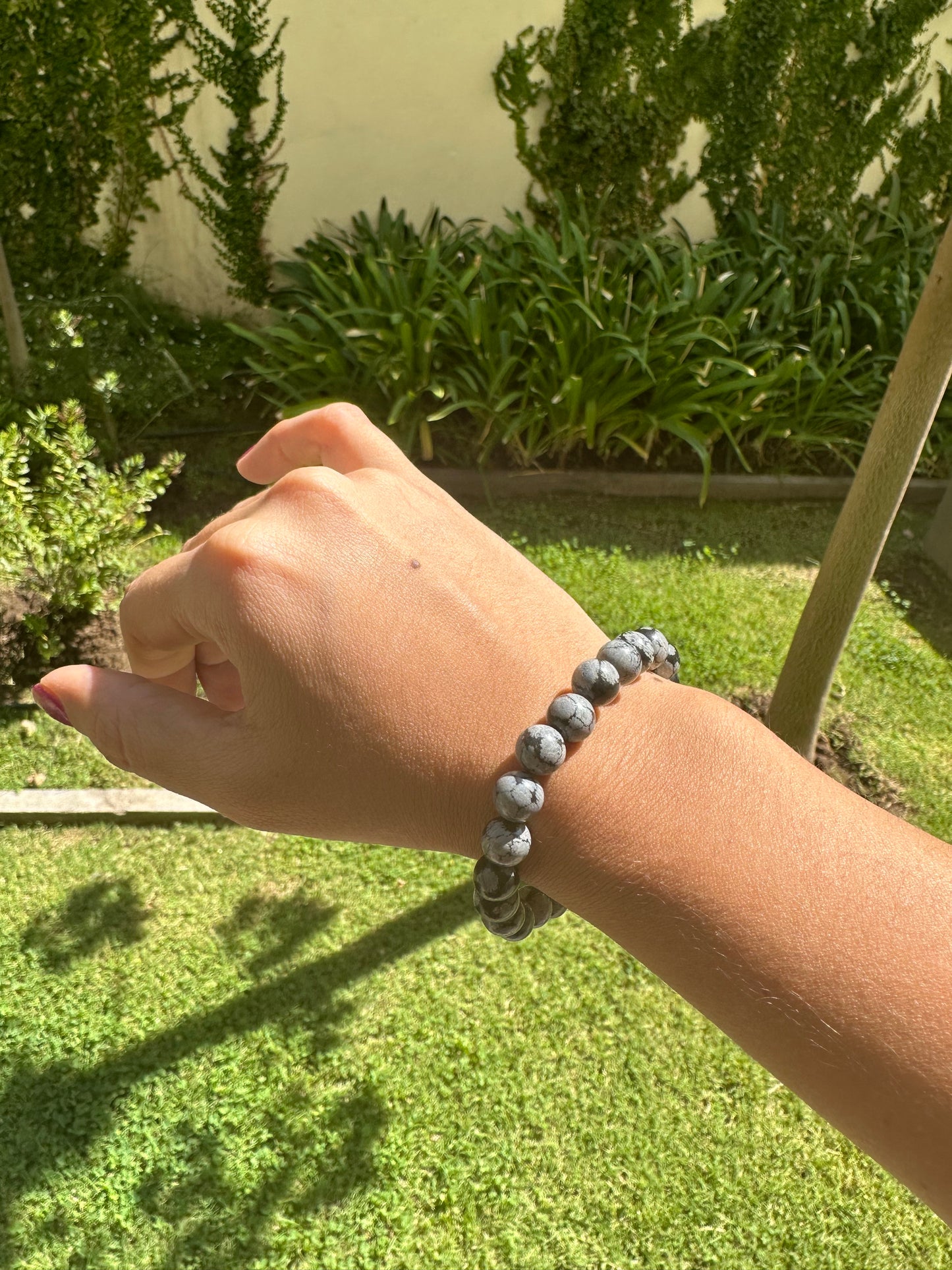 Problem Solving Snowy Obsidian Bracelet